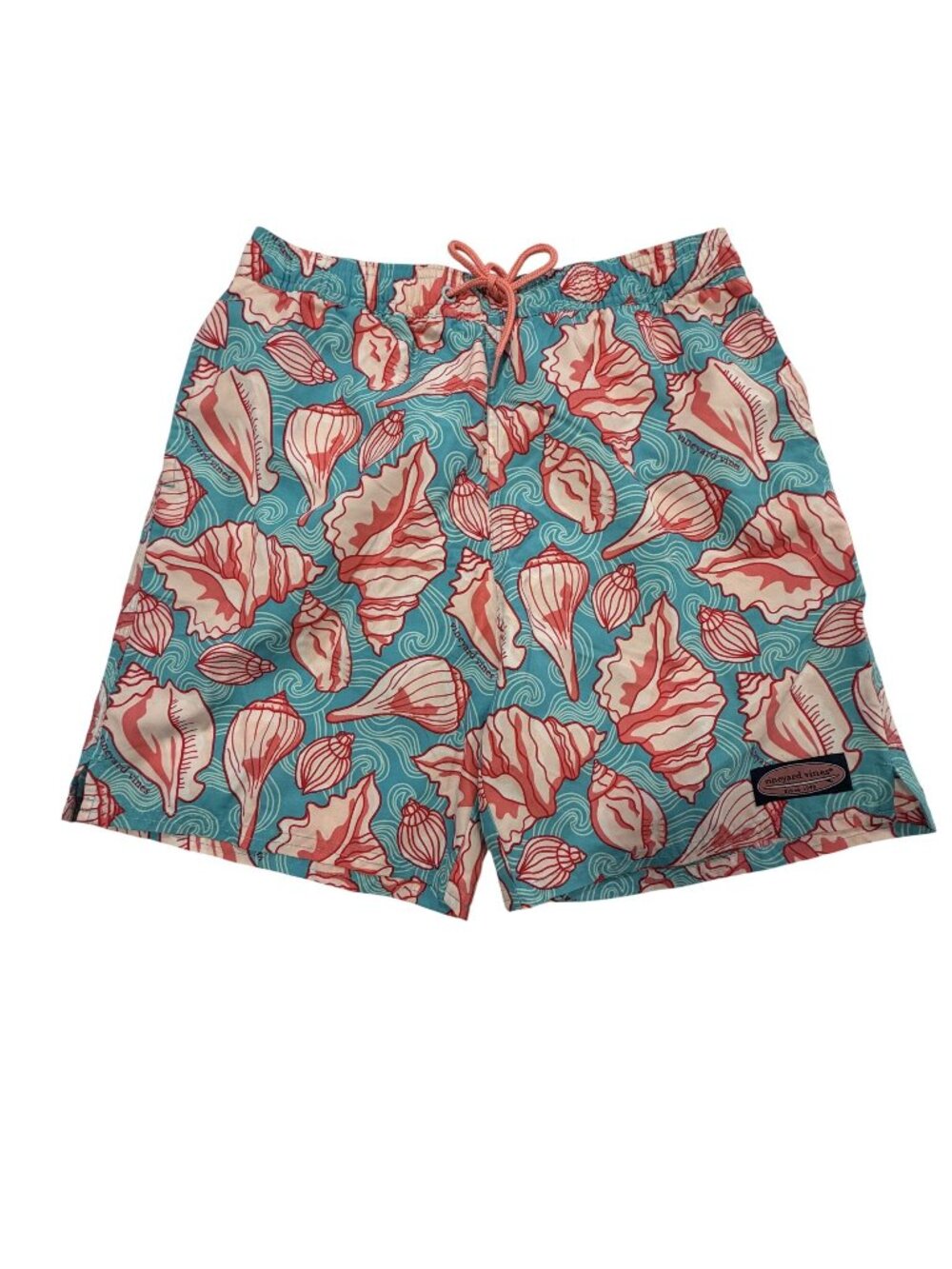 NWT Vineyard Vines Ocean Shells Bungalow Print Boys Swim Trunks M (12-14) Turquo